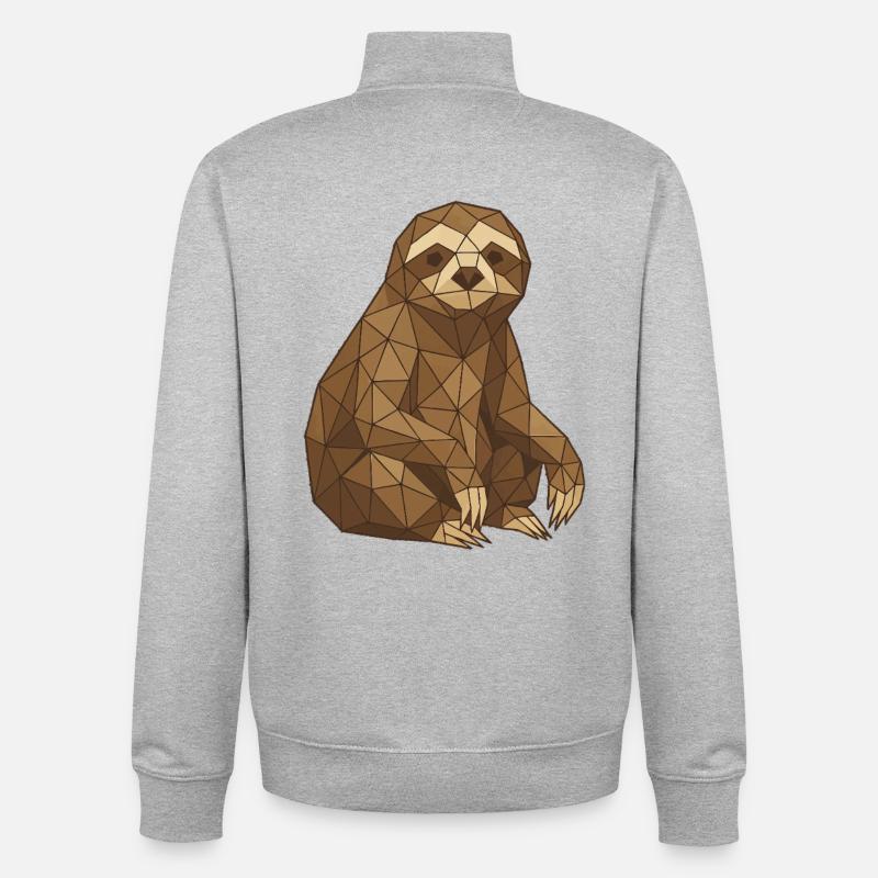 Geometric Sloth Low-Poly - Unisex Organic Zip Sweatshirt by Stanley/Stella - heather grey