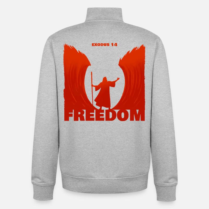 Exode : la liberté - Sweat zippé unisexe en coton bio Stanley/Stella - gris chiné