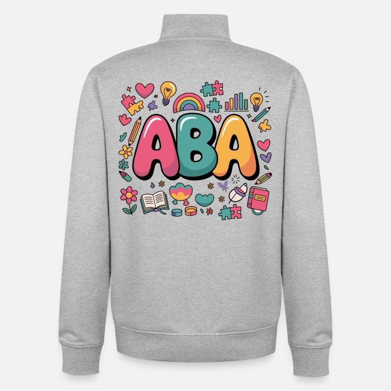 Fier thérapeute ABA en action - Sweat zippé unisexe en coton bio Stanley/Stella - gris chiné