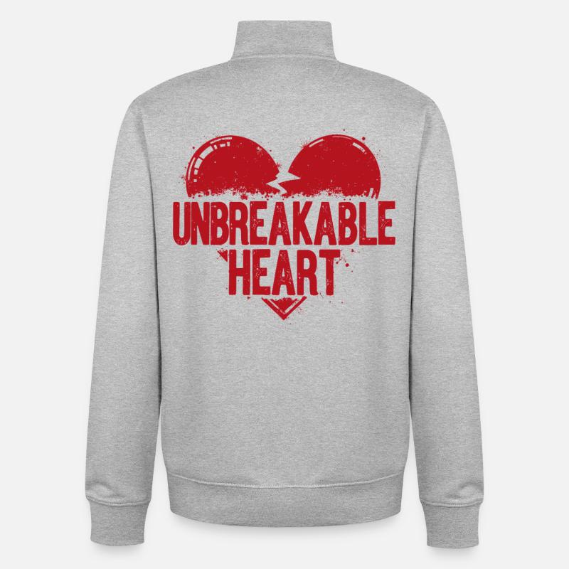 Déclaration de cœur incassable - Sweat zippé unisexe en coton bio Stanley/Stella - gris chiné