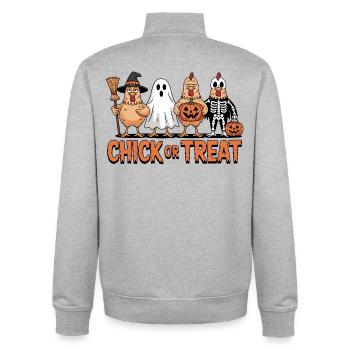 Chicken Ghost Pumpkin Costume Print - Unisex Organic Zip Sweatshirt by Stanley/Stella - heather grey - Back - AI Model Male 185 light (185cm)