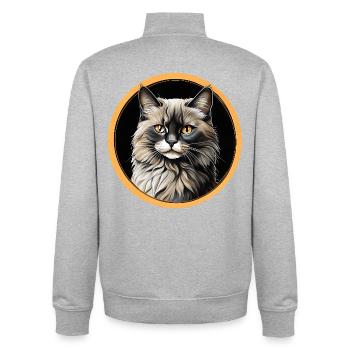 Ragdoll Cat Portrait - Unisex Organic Zip Sweatshirt by Stanley/Stella - heather grey - Back - AI Model Male 185 light (185cm)