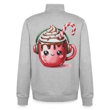 Kuschelkakao mit Kopfhörern - Unisex Organic Zip Sweatshirt von Stanley/Stella - Grau meliert - Hinten - AI Model Male 185 light (185cm)