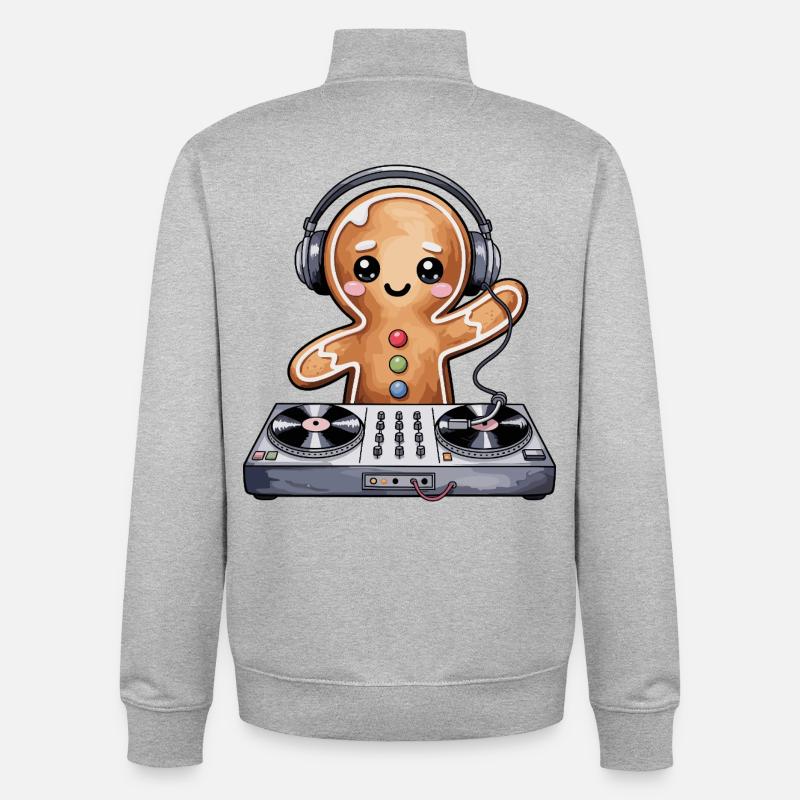 KeksDJ avec casque - Sweat zippé unisexe en coton bio Stanley/Stella - gris chiné
