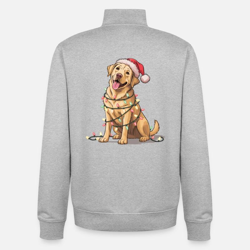 Festlicher Hund mit Lichterkette - Unisex Organic Zip Sweatshirt von Stanley/Stella - Grau meliert