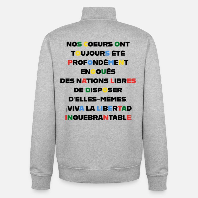 VIVE LA LIBERTÉ - Sweat zippé unisexe en coton bio Stanley/Stella - gris chiné