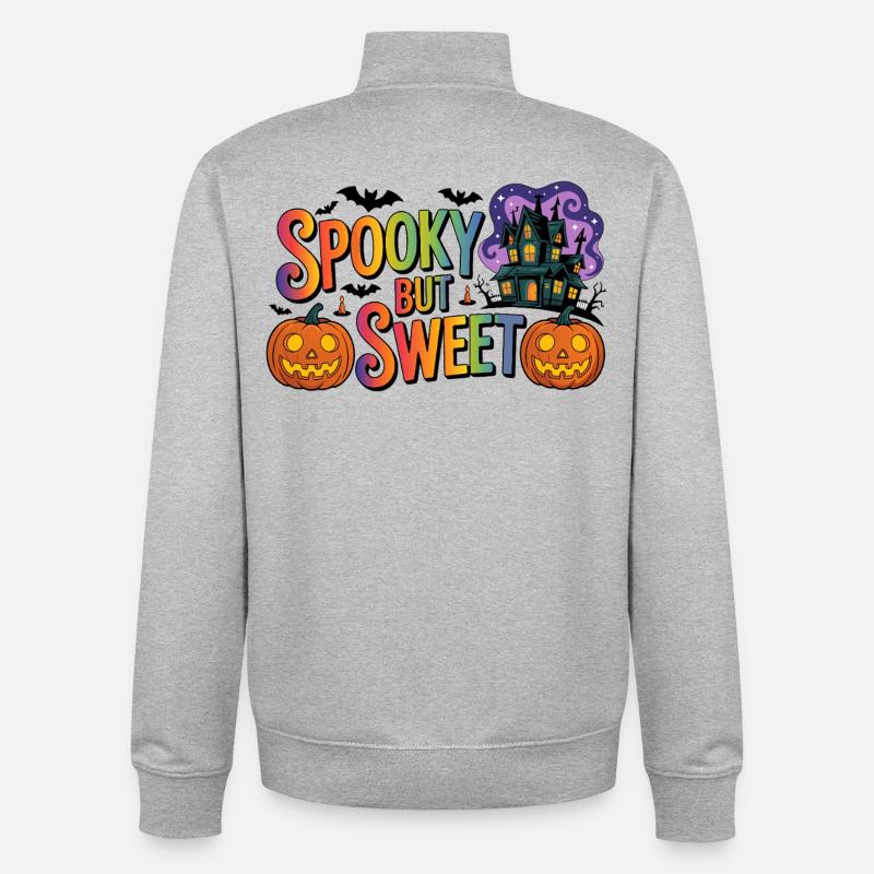 Motif d'Halloween effrayant mais doux - Sweat zippé unisexe en coton bio Stanley/Stella - gris chiné