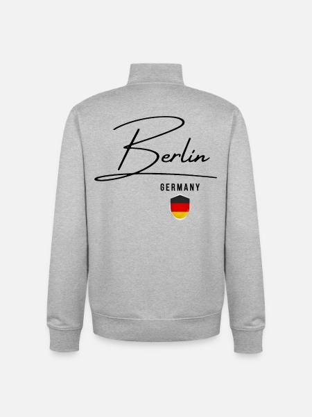 Elegant design Berlin, I love Berlin - Unisex Organic Zip Sweatshirt by Stanley/Stella - heather grey