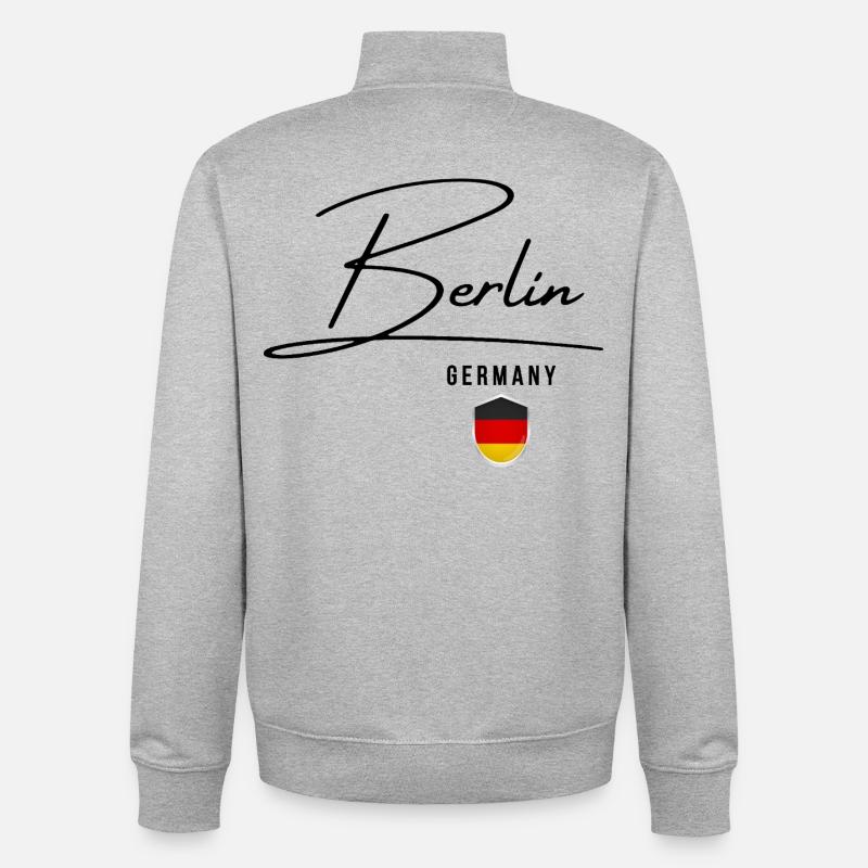 Design élégant Berlin, j’adore Berlin - Sweat zippé unisexe en coton bio Stanley/Stella - gris chiné