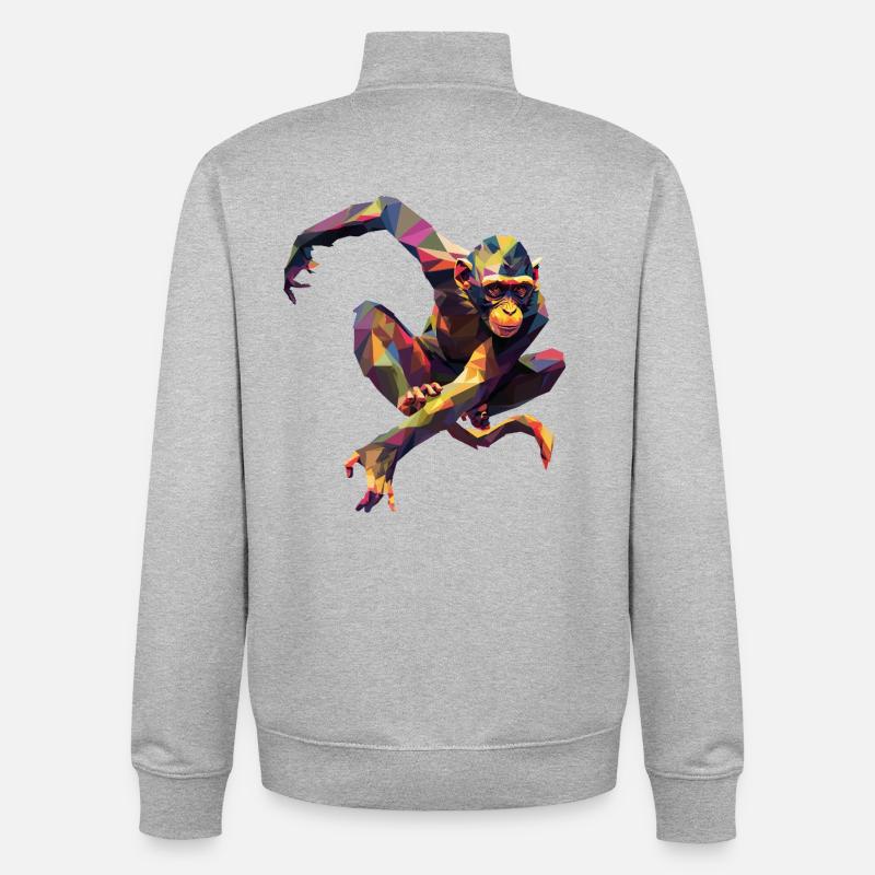 Geometrischer bunter Affe - Unisex Organic Zip Sweatshirt von Stanley/Stella - Grau meliert