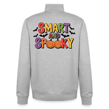 Design d’Halloween intelligent et effrayant - Sweat zippé unisexe en coton bio Stanley/Stella - gris chiné - Dos - AI Model Male 185 light (185cm)
