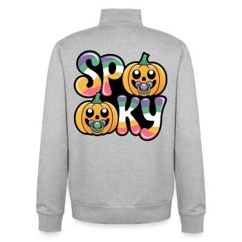 Spuk und Süßes Halloween Kürbisse - Unisex Organic Zip Sweatshirt von Stanley/Stella - Grau meliert - Hinten - AI Model Male 185 light (185cm)