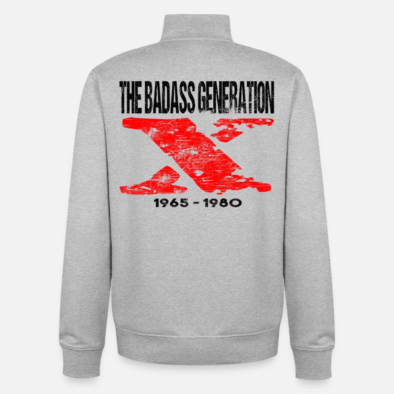 Génération X 1965 1980 Rétro - Sweat zippé unisexe en coton bio Stanley/Stella - gris chiné