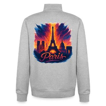 Paris Hauptstadt Frankreich Silhouette Geschenk - Unisex Organic Zip Sweatshirt von Stanley/Stella - Grau meliert - Hinten - AI Model Male 185 light (185cm)