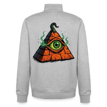 Halloween Pyramid – The Eye of Terror - Unisex Organic Zip Sweatshirt by Stanley/Stella - heather grey - Back - AI Model Male 185 light (185cm)
