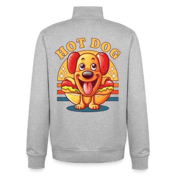 Hot Dog Hund Wurst Fast Food Wortwitz Lustig Humor - Unisex Organic Zip Sweatshirt von Stanley/Stella - Grau meliert - Hinten - AI Model Male 185 light (185cm)