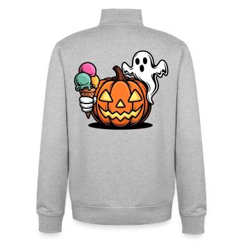 Glace à la citrouille Halloween Fun - Sweat zippé unisexe en coton bio Stanley/Stella - gris chiné - Dos - AI Model Male 185 light (185cm)