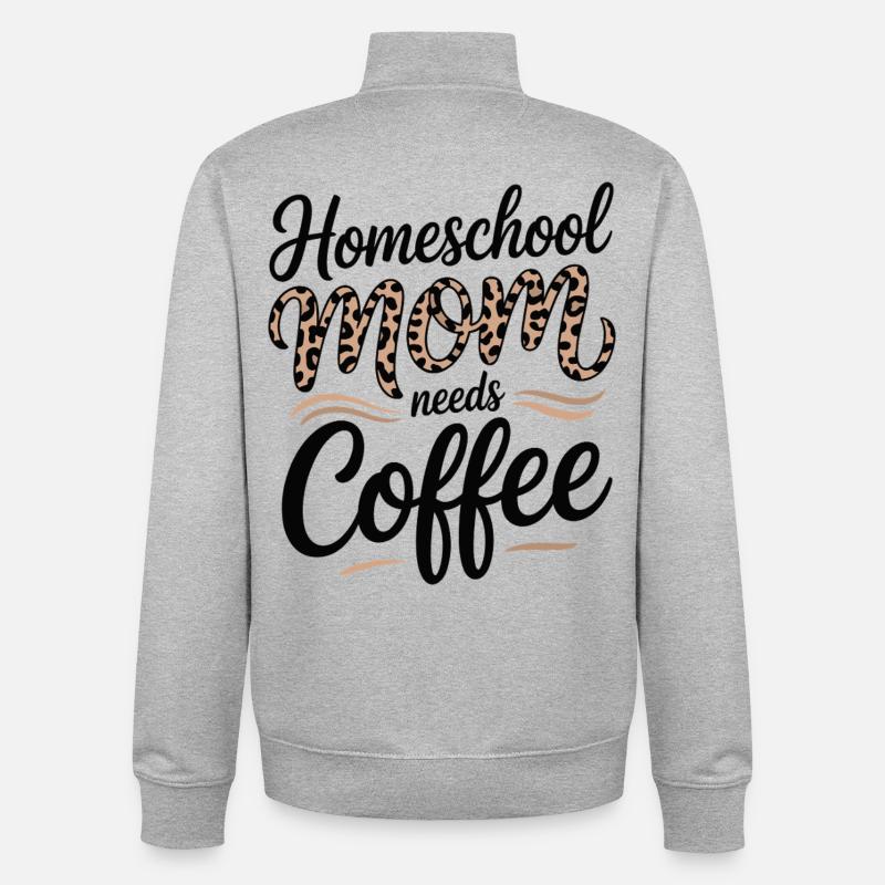 Homeschool-Mutter liebt Kaffee - Unisex Organic Zip Sweatshirt von Stanley/Stella - Grau meliert