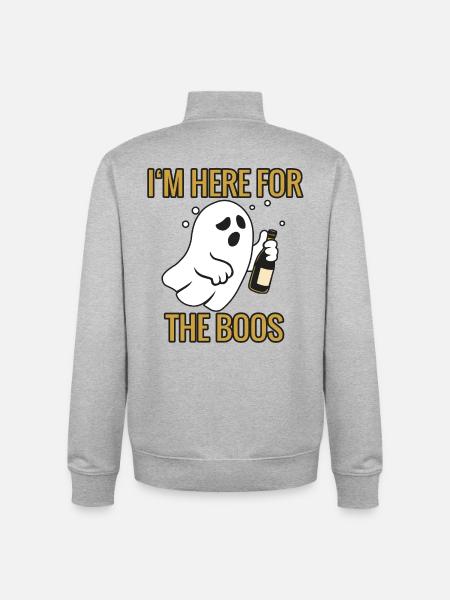 Here for the boos - Halloween 2025 - Unisex Organic Zip Sweatshirt by Stanley/Stella - heather grey