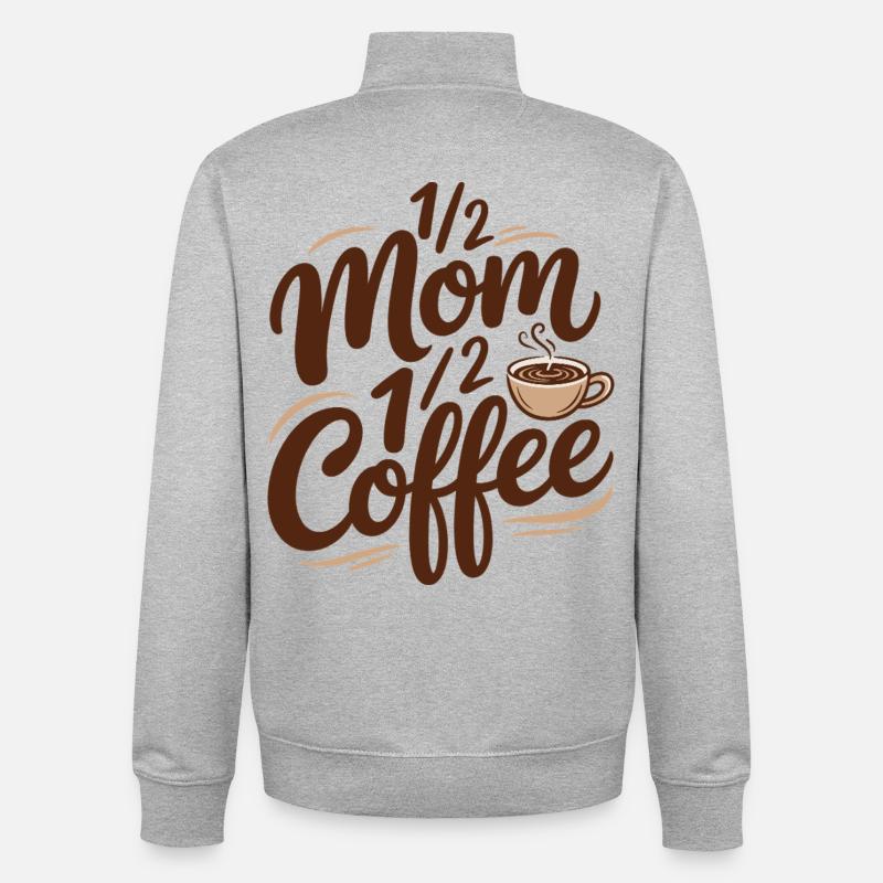 Mutter Koffein Halb Mama Halb Kaffee - Unisex Organic Zip Sweatshirt von Stanley/Stella - Grau meliert