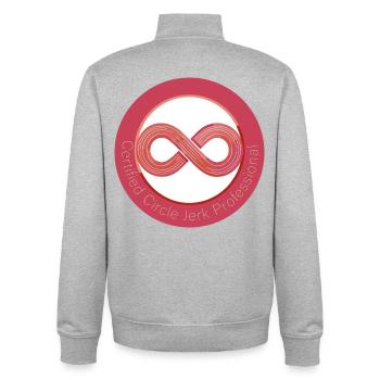 Professionnel certifié Circle Jerk - Sweat zippé unisexe en coton bio Stanley/Stella - gris chiné - Dos - AI Model Male 185 light (185cm)