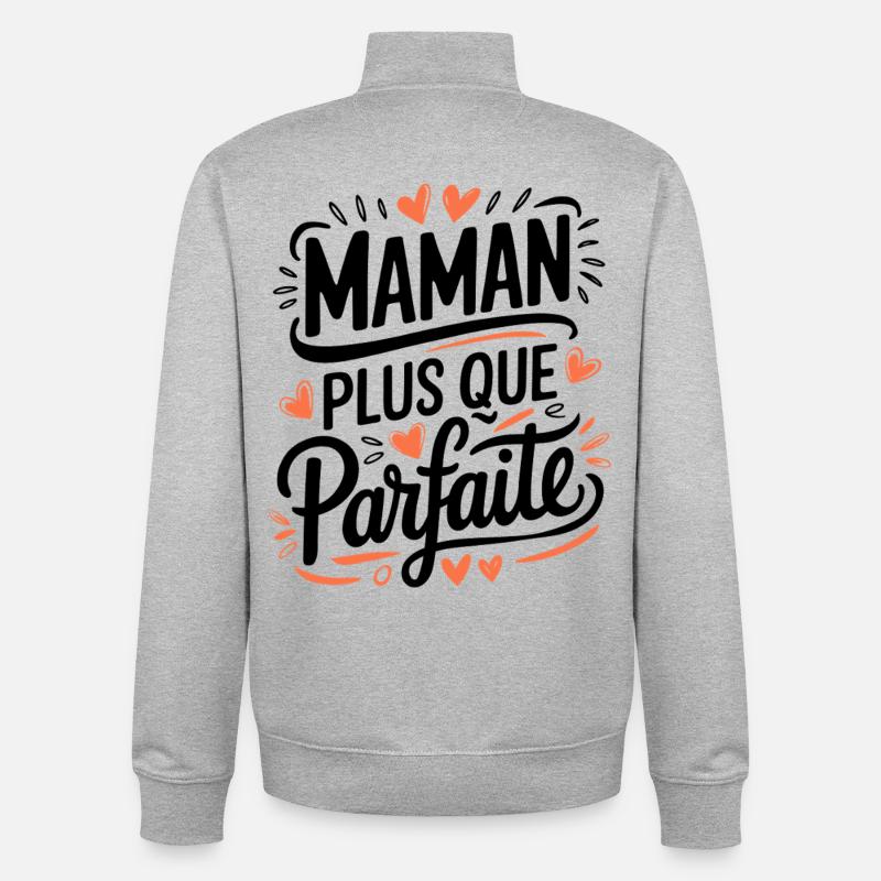 Maman plus que Parfaite - Sweat zippé unisexe en coton bio Stanley/Stella - gris chiné
