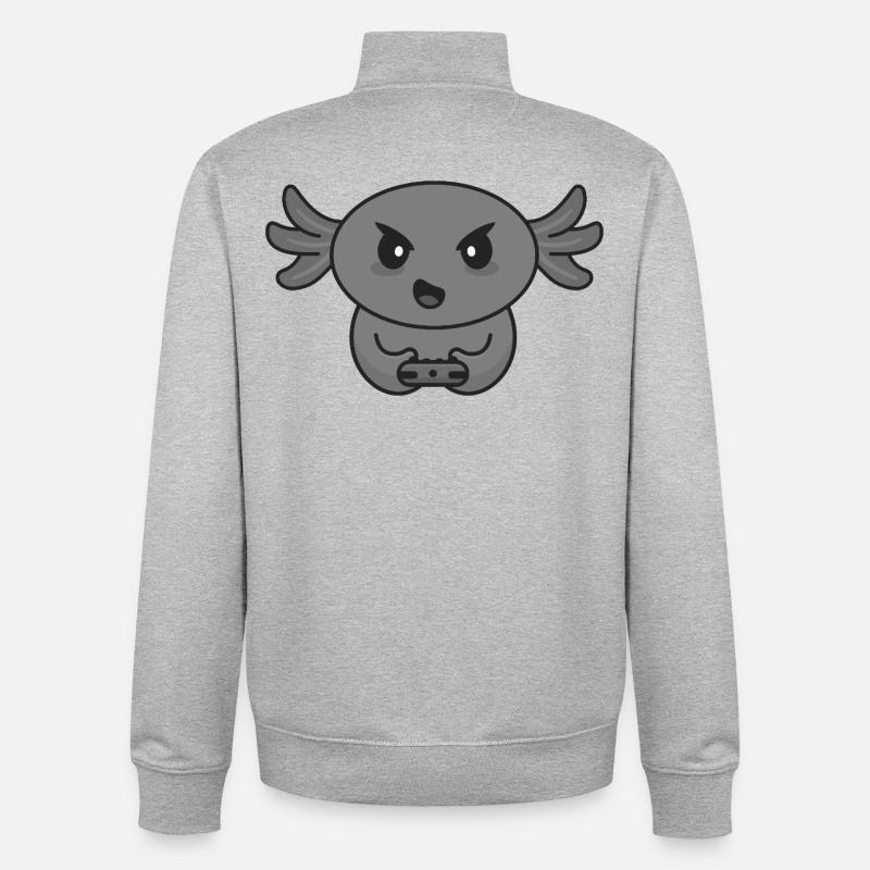 Axolotl zocken Zocker Gamer Controller Gaming - Unisex Organic Zip Sweatshirt von Stanley/Stella - Grau meliert