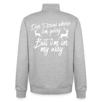 Auf meinem Weg Unbekanntes Ziel - Unisex Organic Zip Sweatshirt von Stanley/Stella - Grau meliert - Hinten - AI Model Male 185 light (185cm)