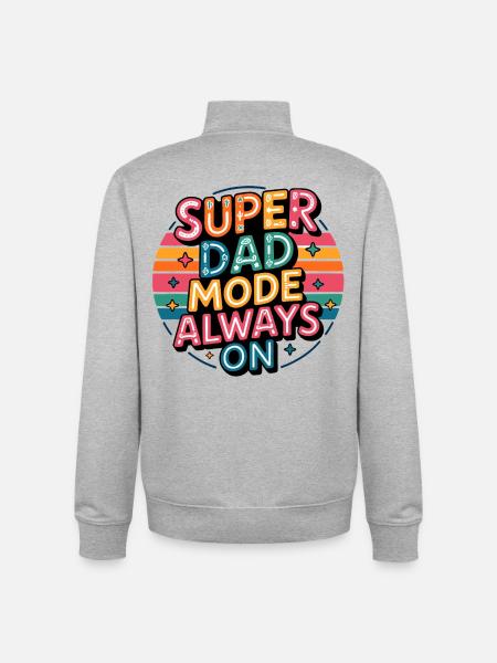 Super Dad Modus Immer An - Unisex Organic Zip Sweatshirt von Stanley/Stella - Grau meliert