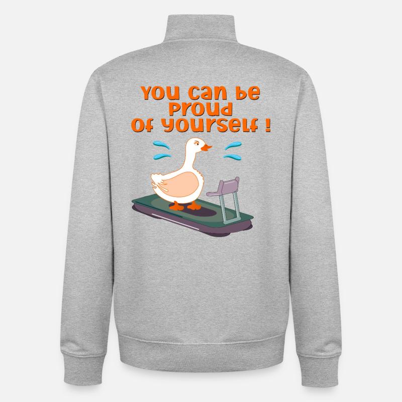 MOTIVATION POUR LA COURSE D’OIE - Sweat zippé unisexe en coton bio Stanley/Stella - gris chiné