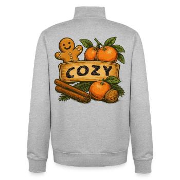 Cozy Winter Design - Unisex Organic Zip Sweatshirt by Stanley/Stella - heather grey - Back - AI Model Male 185 light (185cm)