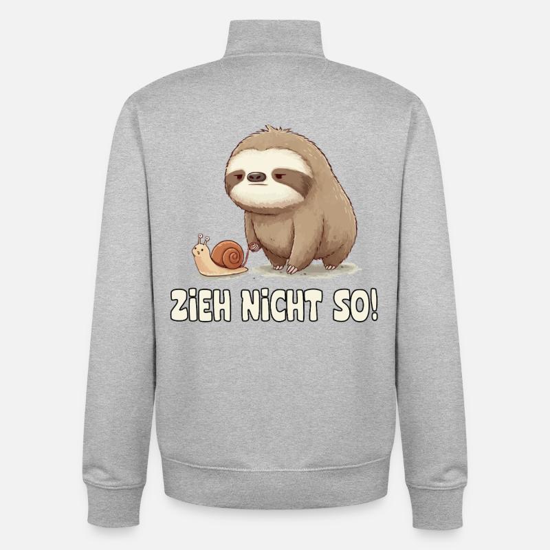 Pull Not So Sloth Cartoon - Unisex Organic Zip Sweatshirt by Stanley/Stella - heather grey