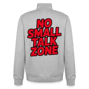 No small talk zone - Unisex Organic Zip Sweatshirt by Stanley/Stella - heather grey - Back - AI Model Male 185 light (185cm)