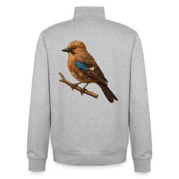 Jays illustration in nature design - Unisex Organic Zip Sweatshirt by Stanley/Stella - heather grey - Back - AI Model Male 185 light (185cm)