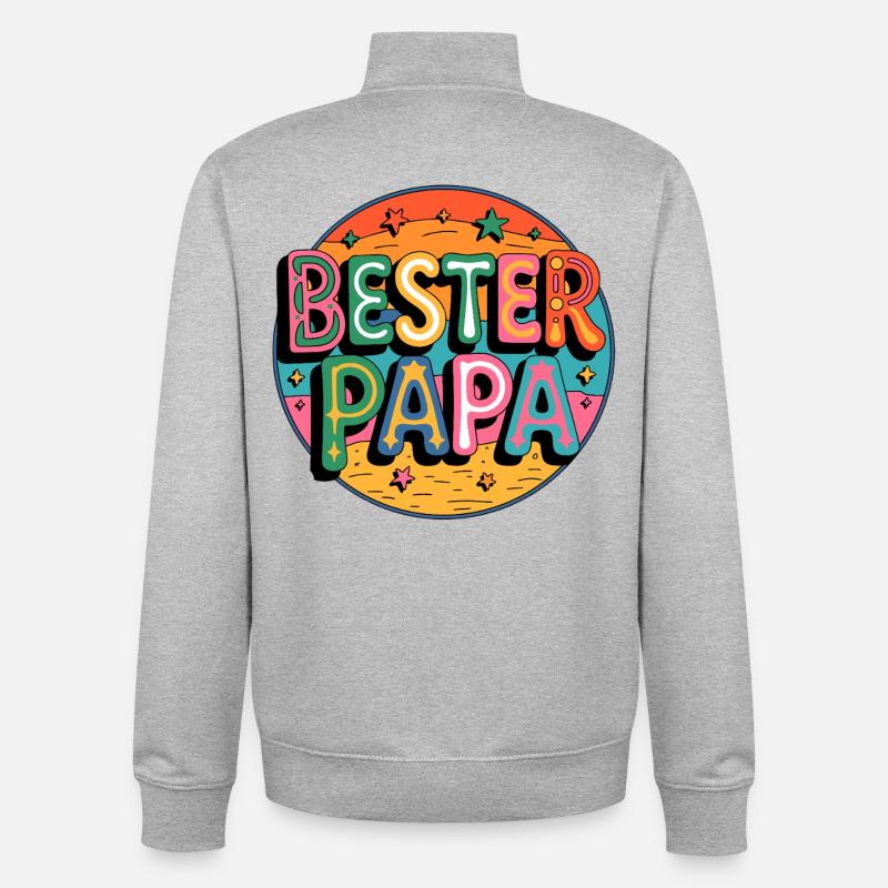 Bester Papa Farbexplosion - Unisex Organic Zip Sweatshirt von Stanley/Stella - Grau meliert