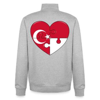 Turkey Indonesia Flag Puzzle Design - Unisex Organic Zip Sweatshirt by Stanley/Stella - heather grey - Back - AI Model Male 185 light (185cm)