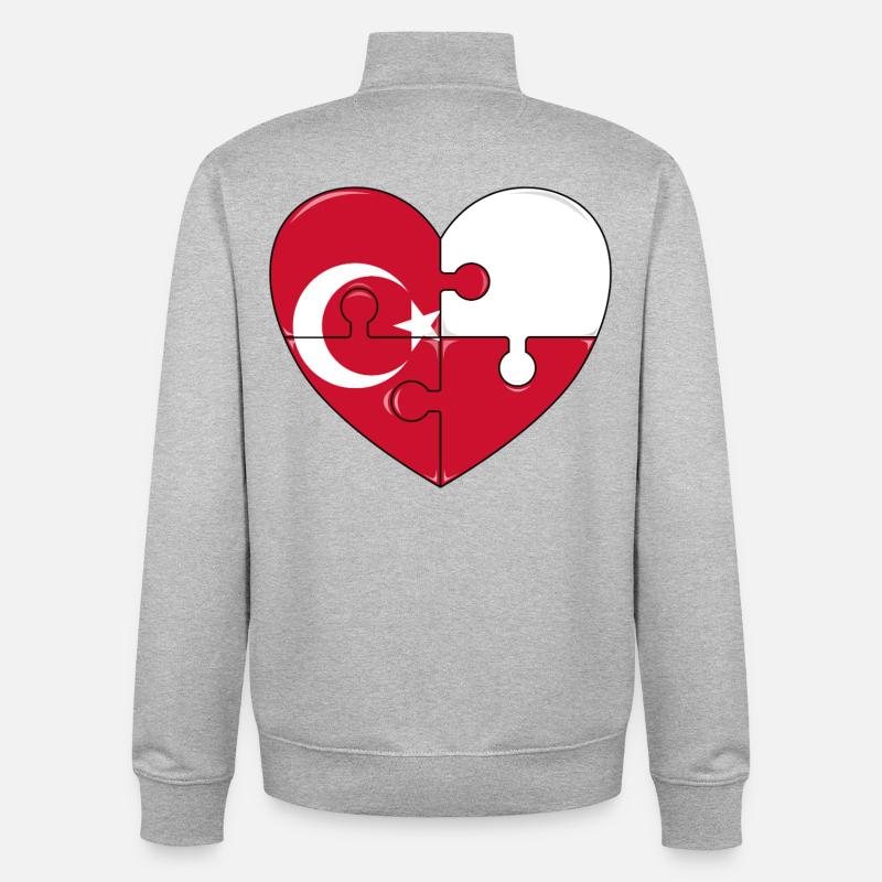 Puzzleherz Flaggenfusion - Unisex Organic Zip Sweatshirt von Stanley/Stella - Grau meliert