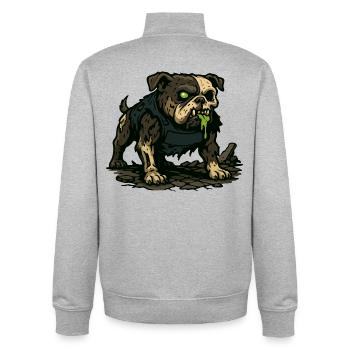 Carlin zombie groggy avec bave verte - Sweat zippé unisexe en coton bio Stanley/Stella - gris chiné - Dos - AI Model Male 185 light (185cm)