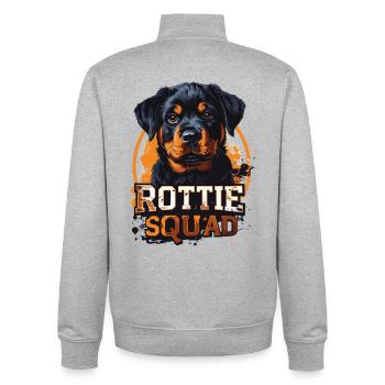 Rottie Squad – Conception Rottweiler solide - Sweat zippé unisexe en coton bio Stanley/Stella - gris chiné - Dos - AI Model Male 185 light (185cm)