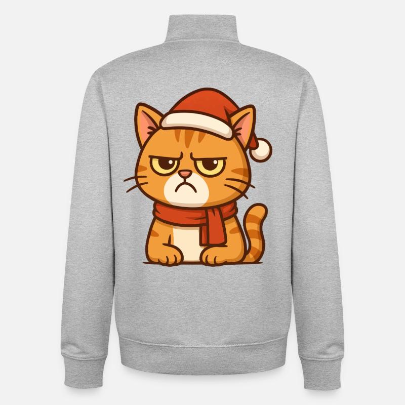 Grummiger Weihnachtskater - Unisex Organic Zip Sweatshirt von Stanley/Stella - Grau meliert