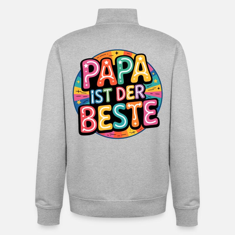 DAD IS THE BEST - Unisex Organic Zip Sweatshirt by Stanley/Stella - heather grey