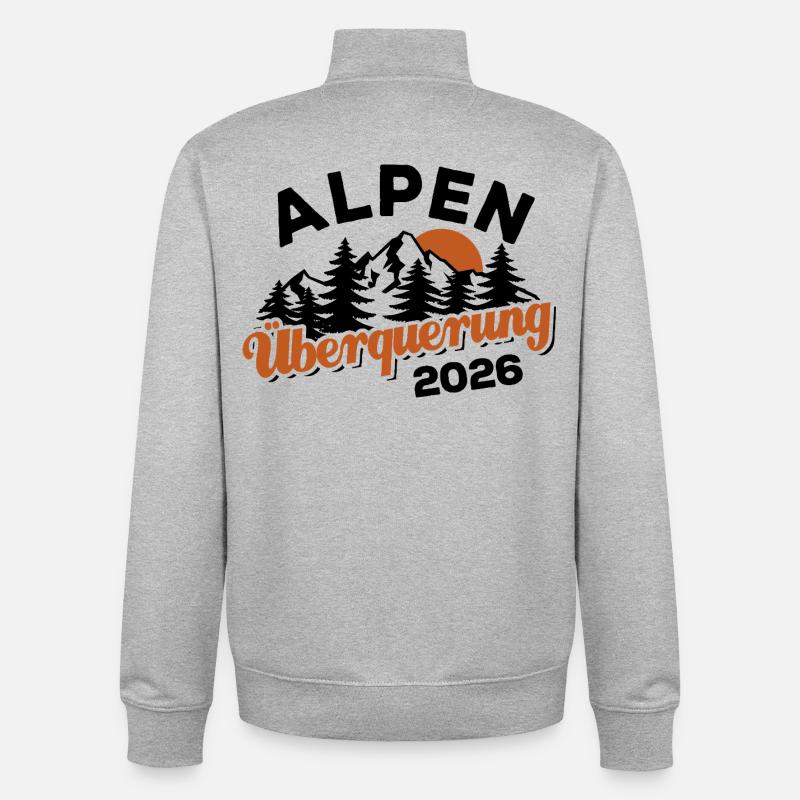 Traversée des Alpes 2026 - Randonnée - Sweat zippé unisexe en coton bio Stanley/Stella - gris chiné
