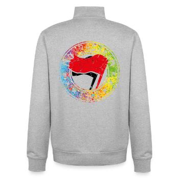 no pasaran 161 - Unisex Organic Zip Sweatshirt von Stanley/Stella - Grau meliert - Hinten - AI Model Male 185 light (185cm)