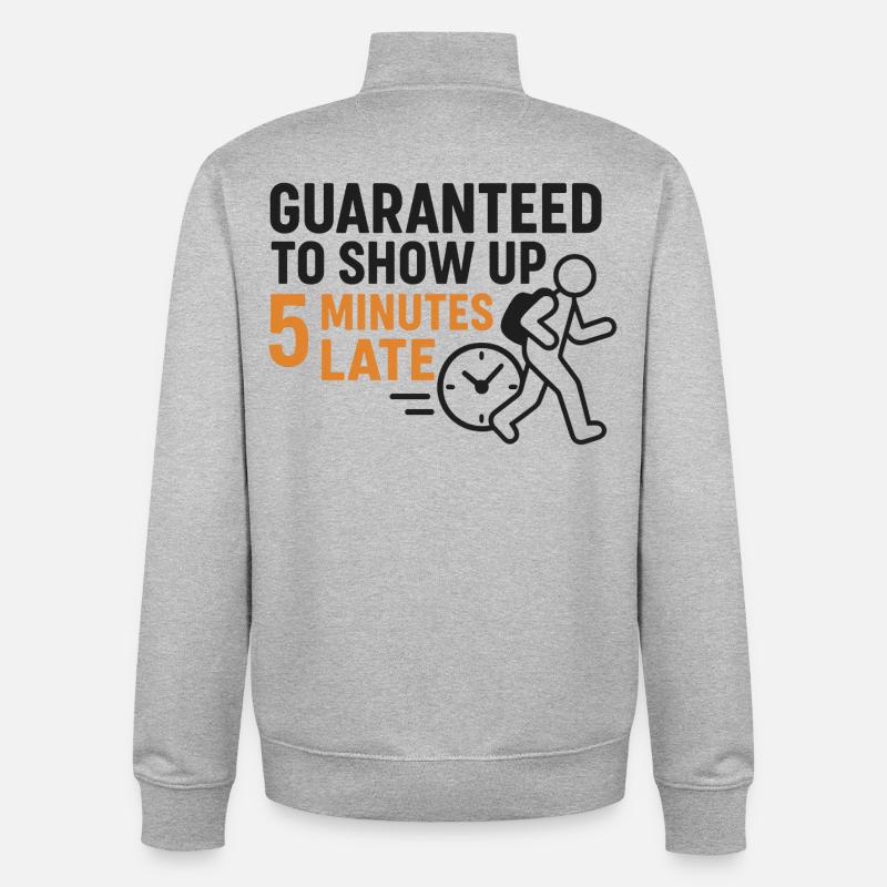 Garanti d’arriver 5 minutes en retard - Sweat zippé unisexe en coton bio Stanley/Stella - gris chiné