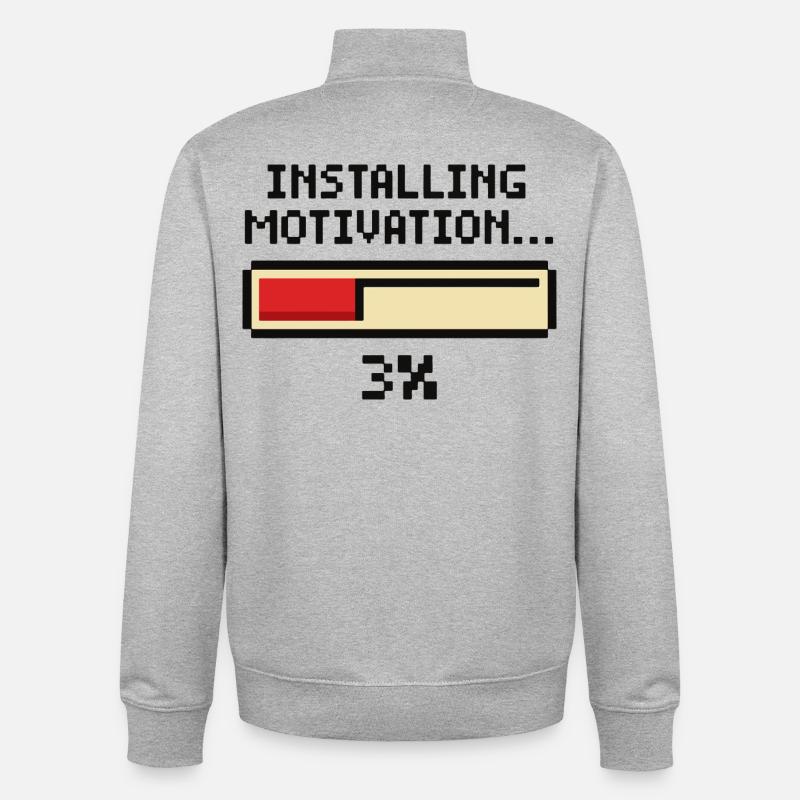 Installing Motivation Progress - Unisex Organic Zip Sweatshirt by Stanley/Stella - heather grey