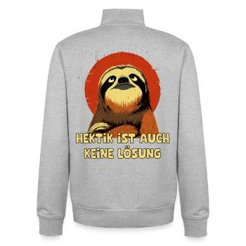 Slow instead of hectic Sloth - Unisex Organic Zip Sweatshirt by Stanley/Stella - heather grey - Back - AI Model Male 185 light (185cm)