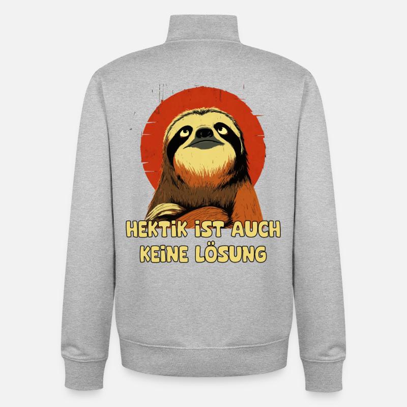 Langsam statt Hektik Sloth - Unisex Organic Zip Sweatshirt von Stanley/Stella - Grau meliert