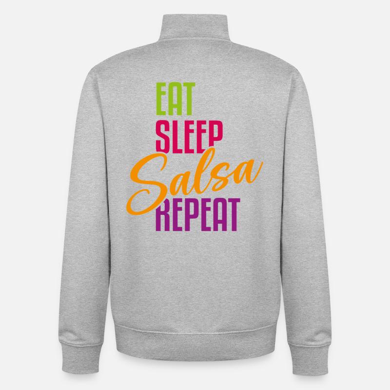 Manger Sleep Salsa Répéter – Tenue Salsa - Sweat zippé unisexe en coton bio Stanley/Stella - gris chiné