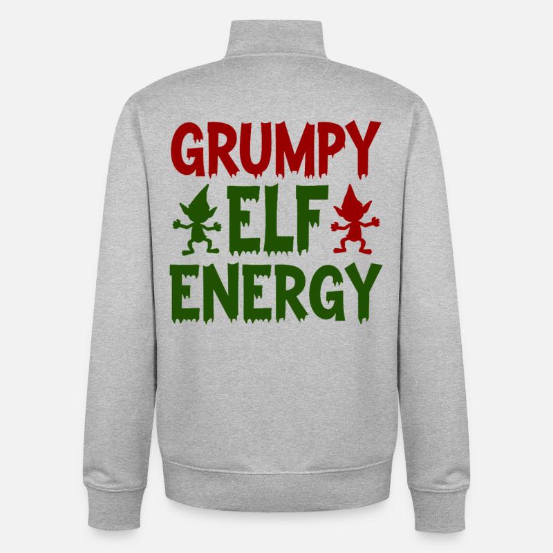 Grumpy Elf Energy Mürrischer Wichtel - Unisex Organic Zip Sweatshirt von Stanley/Stella - Grau meliert