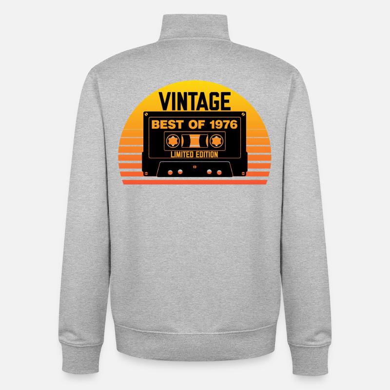 Millésime 1976 Best Of Cassette - Sweat zippé unisexe en coton bio Stanley/Stella - gris chiné